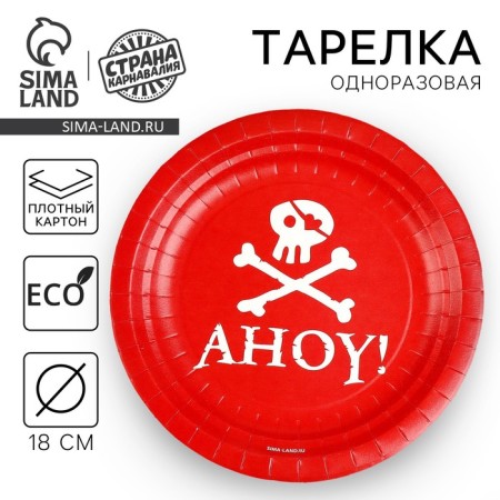 Disposable paper plate "Pirates", 18 cm
