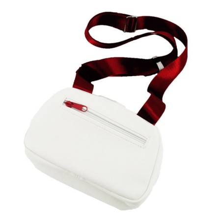 Female bag, artificial leather, white/red 21x7x14 cm-3