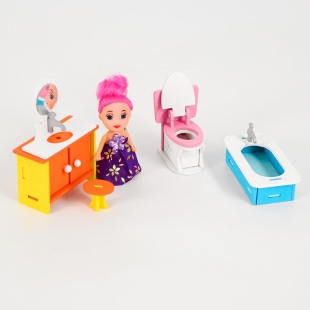 Furniture for dolls "Bathroom" + doll as a gift-3