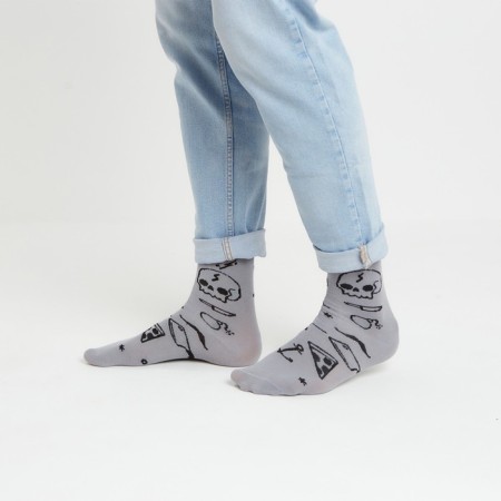 Men's socks minku "tattoo", gray color, size 42-43 (29 cm)-3
