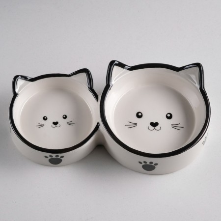 Ceramic bowl "Family" 40/60 ml double 19 x 10.5 x 3.5 cm, white-hourly-3