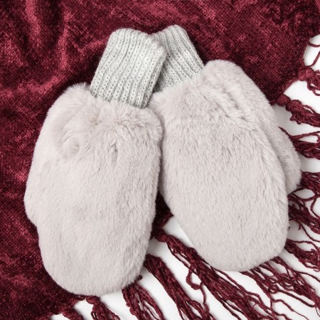 Mittens for the girl double, gray, size 12