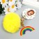 Fluffy on a ring with a carbine, metal "Rainbow" yellow 12x6 cm