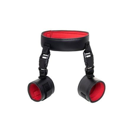 Collar with handcuffs Toyfa Theater, PVC, 44 cm, black color-1
