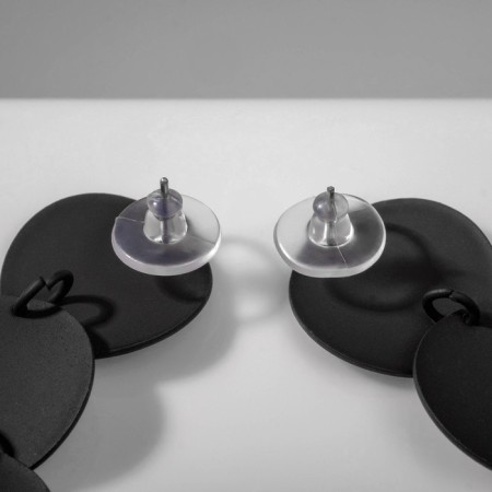 Earrings Metal "Azelia" circles, trio, black color-2
