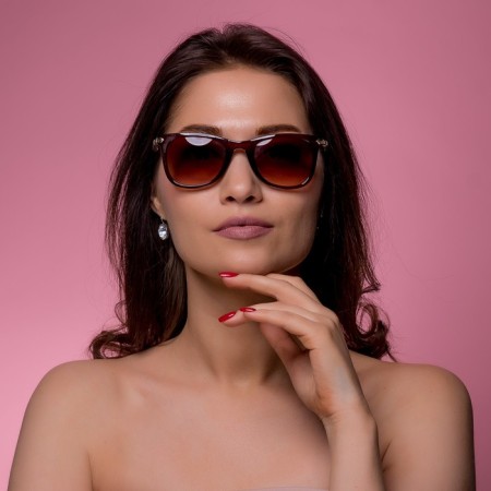 Sunglasses Wayfarer. Matte frame, metal strokes with inserts, mix, 14.5*13.5*4.5cm