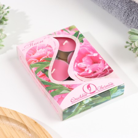 A set of tea candles aromatic "peony", 3.8x1.6 cm, 3.5 hours, 12 g, 6 pieces-3