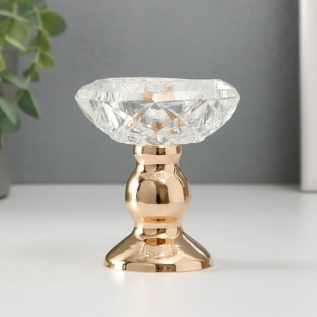 Climber metal, glass for 1 candle "Crystal bowl. Figure" d = 5 cm gold 8x8x9 cm-1