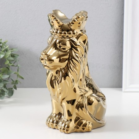 Souvenir ceramics "Leo in the crown" Gold 17x12x26 cm-2