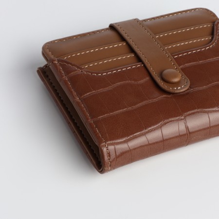 Women's wallet on the button, brown color-2