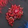 Brooch "Empress" heart flowering, red color in gold