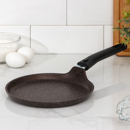Pancake pan, d = 20 cm, plastic handle, anti -stick coating, coffee marble color