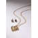 Set 2 objects: earrings, pertressed pendality, heart, white color in gold, 45 cm