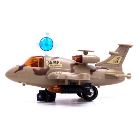 The aircraft "scout", light and sound, works from batteries, brown color-1