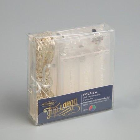 Garland “thread” 5 m dew, ip20, silver thread, 100 LED, glow of multi (RGB), 2 modes, AAH3-4