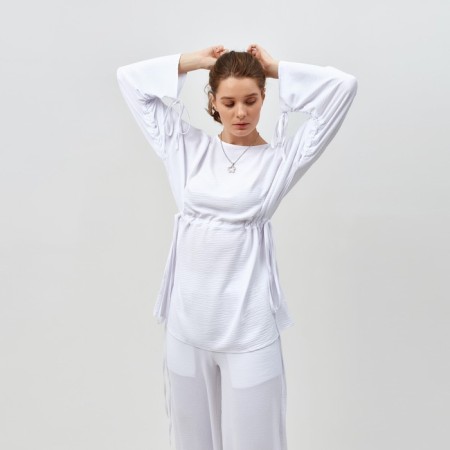 Women's costume (tunic, trousers) minku: casual collection color white, size 42-4