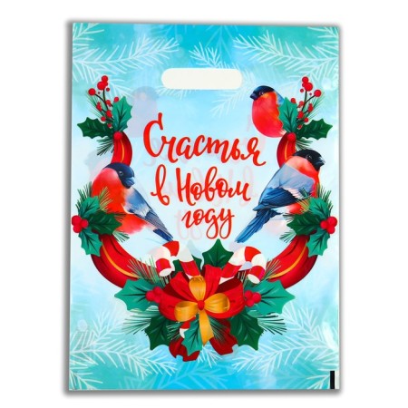 Package "Happiness in the New Year", polyethylene. with cut. pen, 30x40 cm, 50 μm set 10 pieces