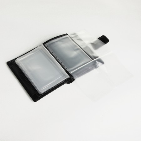 Male purse on magnet 3 in 1, department for auto documents, passports, black color-7