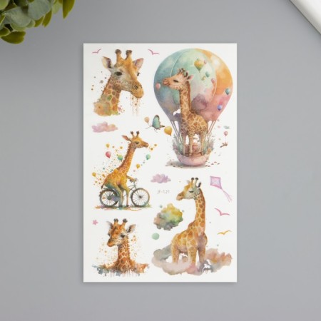 Tattoo on the body phosphorus with sparkles "giraffe" 7.5x12 cm