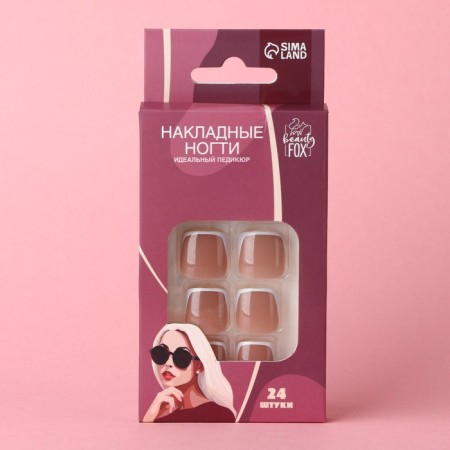 Follow legs "Perfect pedicure. Classic jacket ", 24 pcs, adhesive plates, beige/white color-1