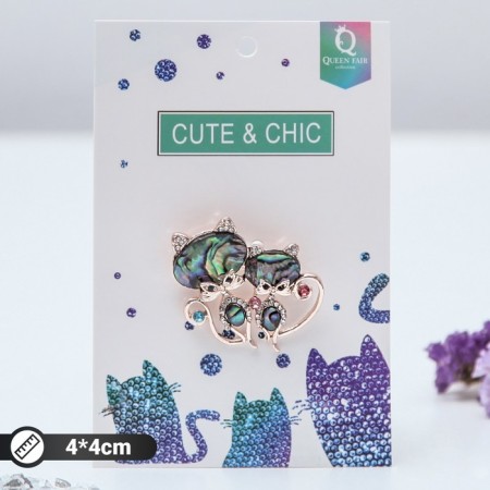 Brooch "Galiotis" cats, in pink gold-1