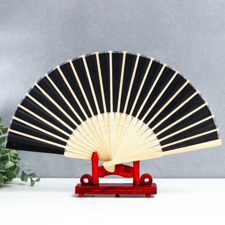 Fan bamboo, textiles h = 21 cm "monocet" in a box, black-2