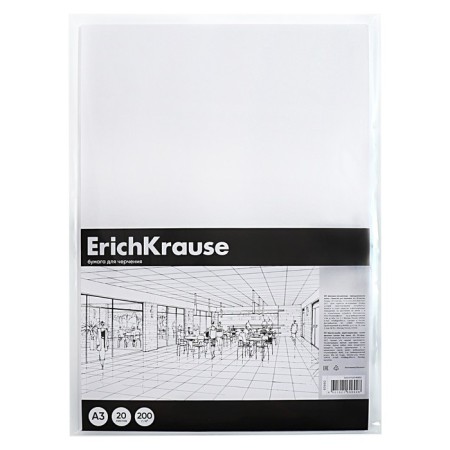 A3 drawing paper, 20 sheets, block 200 g/m², Erichkrause "Art", without a frame, in a plastic folder-5