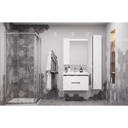 Aquaton mirror cabinet "Rene 80", white, walnut color-3