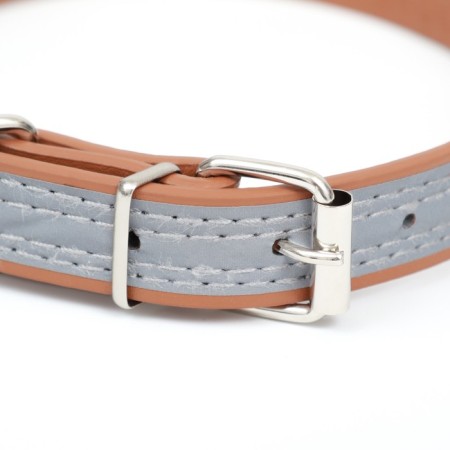A collar with a reflective strip and bones, 45 x 2 cm, a mix of flowers-2