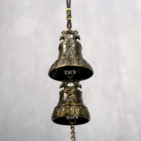 Metal bell "Phoenix and Buddha" 2 bells d = 5 and d = 4.2 cm 29x5x5 cm-3