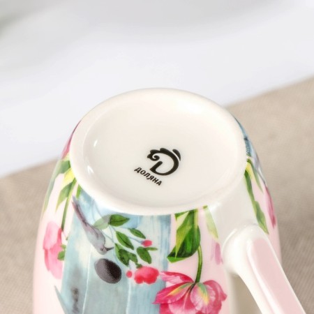 Porcelain shade mug "Coos", 350 ml, pink color-2