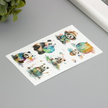 Tattoo on the body phosphorus with sparkles "Panda Baby" 7.5x12 cm-1
