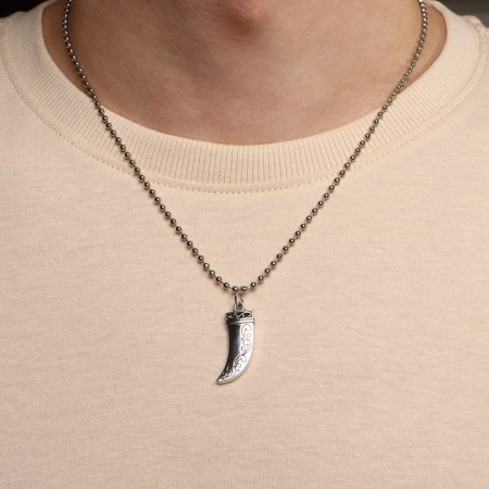 Pendant men's “fang” thin, silver color, 50 cm-3