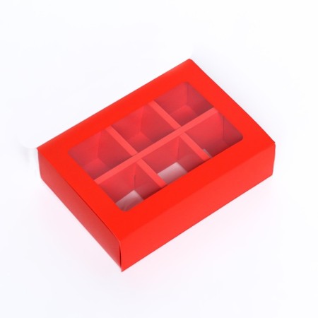Box for sweets 6 pcs, scarlet, 13.7 x 9.85 x 3.86 cm-1