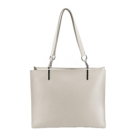 Bag women, genuine leather, beige 33x10x30 cm-1