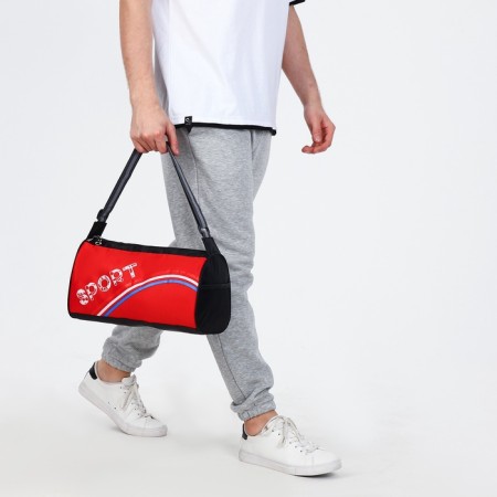 Sports bag with lightning, long belt, black/red color-5