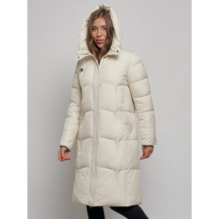 Coat insulated winter female, size 48, beige color-5
