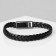 Unisex Bracelet "Kosichka" is smooth, black color with gray metal, 22 cm