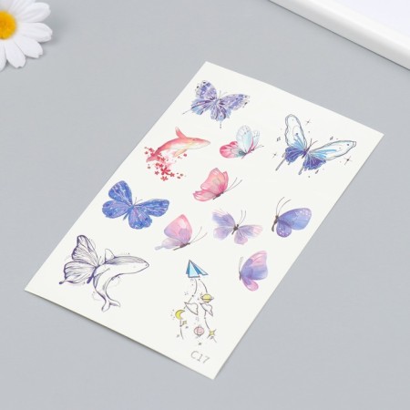 Tattoo on the body color "delicate butterflies" 18x11 cm-1