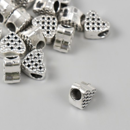 Bead for creativity Metal "Heart Weaving" silver 1.1x1 cm-1