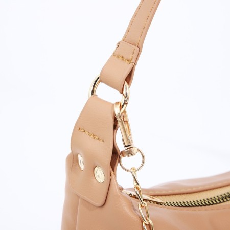 Baget bag with zipper, beige color-5