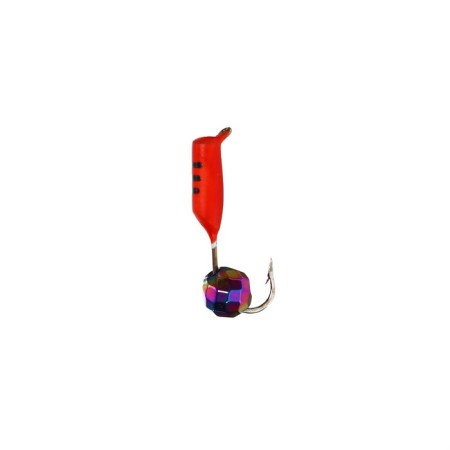 Mormyshka column with faceted ball "chameleon" (red), weight 0.5 g, size 2