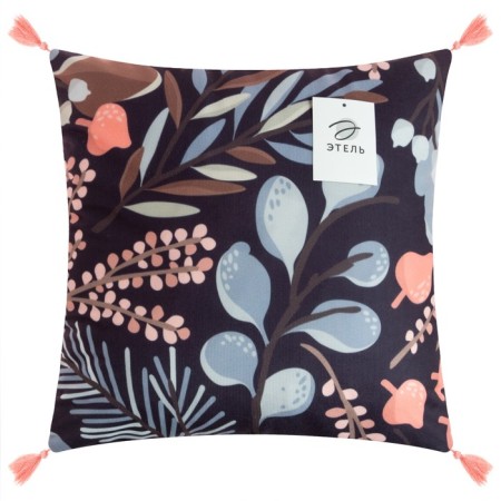 Decorative pillowcase with brushes Ethel Flora, 43x43 cm-4