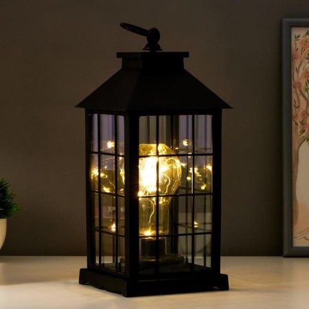 Nightlight "Lantern. Cell" black from batteries 3AAA 30x14x14 cm Risalux-2