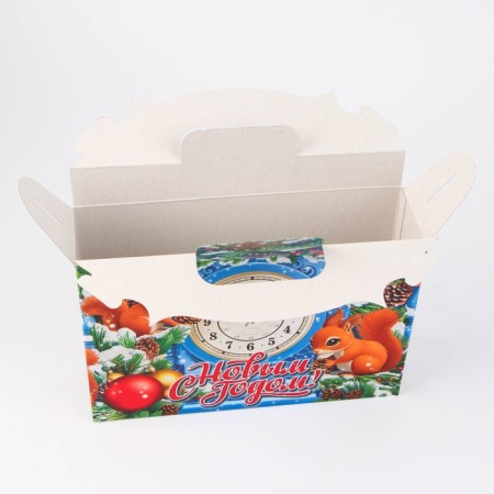 Box Gift New Year's casket of squirrels 26 x 23 x 7 cm with handle-3