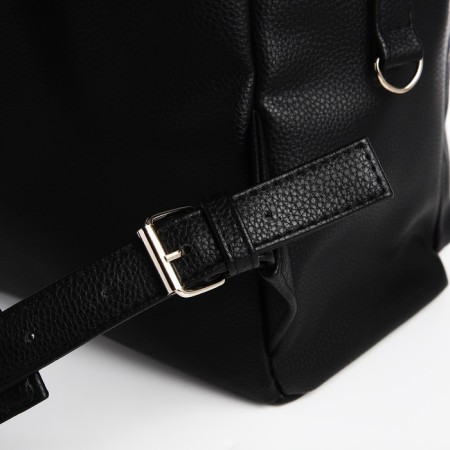 City backpack, textura made of artificial leather with zipper, outer pocket, black color-2