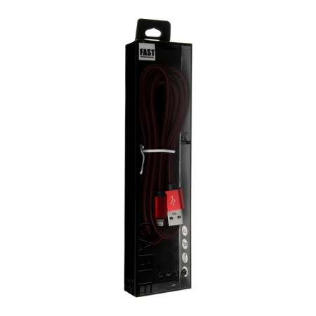 Lightning cable - usb, 2.1 a, nylon braid, 2 meters, red-3