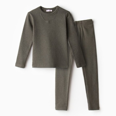 Thermal underwear for a boy (longshit, leggings) Khaki color, height 122-9