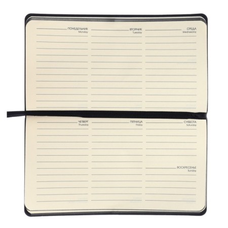 Planing undated 95x170 mm, 64 sheets, integral cover, artificial leather, software, lies, tinted block 70g/m2, black-3