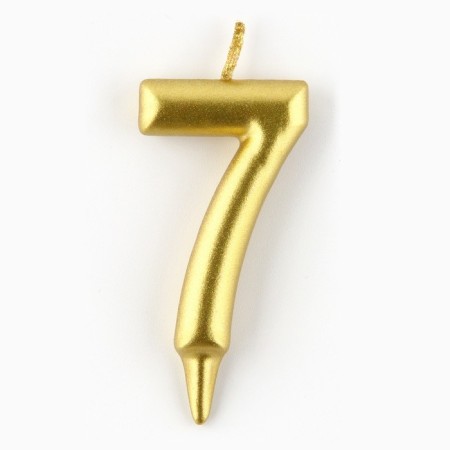Candle for the cake, the number "7", gold.-2